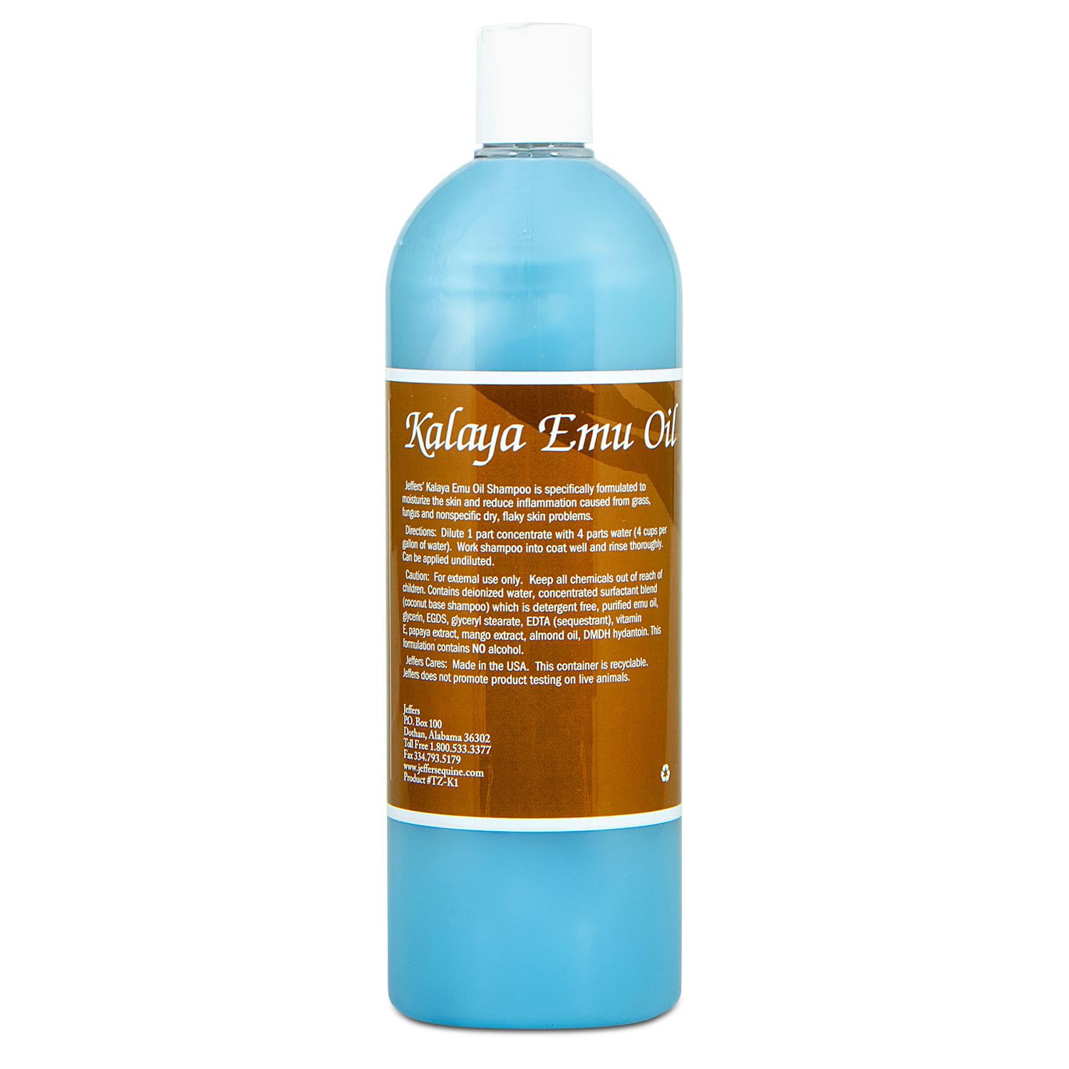 Jeffers Equine Kalaya Emu Oil Shampoo - Moisturizing Horse Shampoo With Emu Oil, Oatmeal & Aloe Vera, Gentle Formula For Groomin